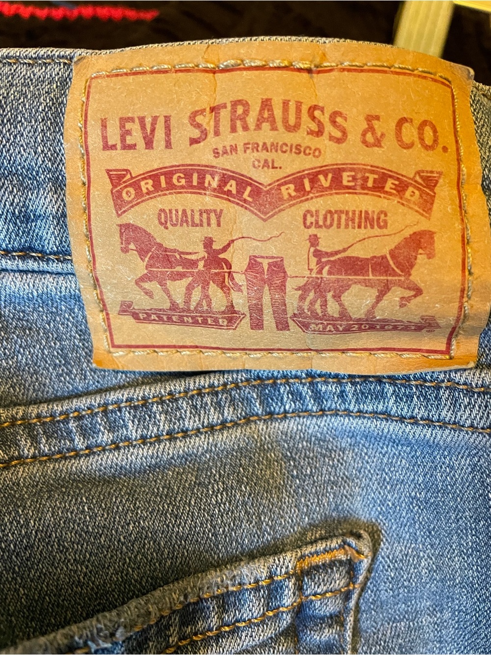 Levi's Light Blue Denim Jeans with Tan Leather Patch